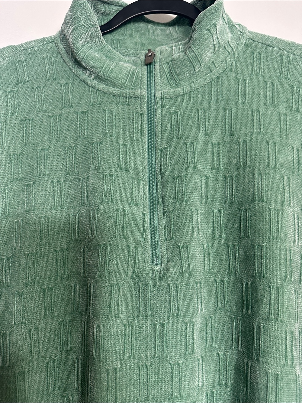 Denin & Co Mint/Sage Green Quarter-Zip Textured Pullover Sweater Size LP - Picture 4 of 15